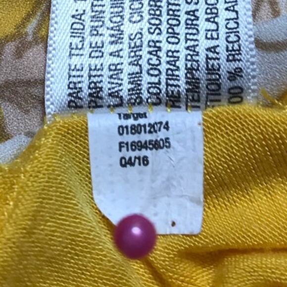 Merona Yellow Floral Scoop Neck Pleated Front Sleeveless Pullover Blouse L - Picture 5 of 6